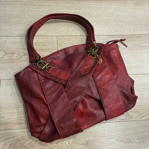 Big Buddha Red Leather Hobo Shoulder Bag